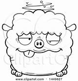 Drunk Sheep Cartoon Mascot Lineart Character Illustration Clipart Royalty Thoman Cory Graphic Vector sketch template