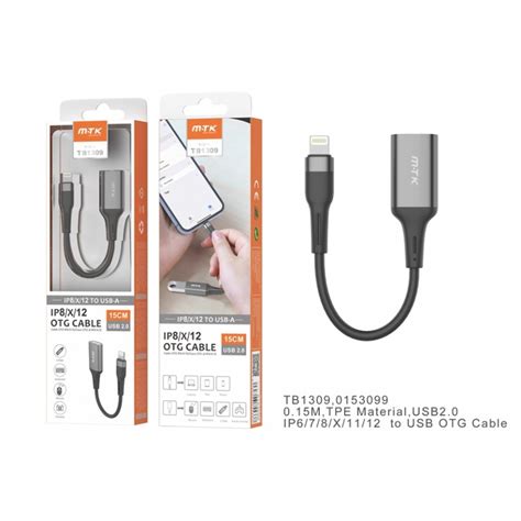 tb mtk premium lightning otg adapter cable grey