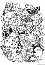 Coloring4free Doodle Coloring Pages Birthday Happy Related Posts sketch template