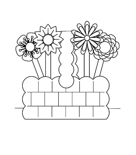 flowers   brick vase coloring page