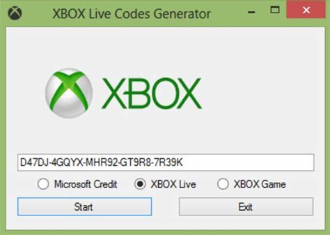 xbox  code generator screen