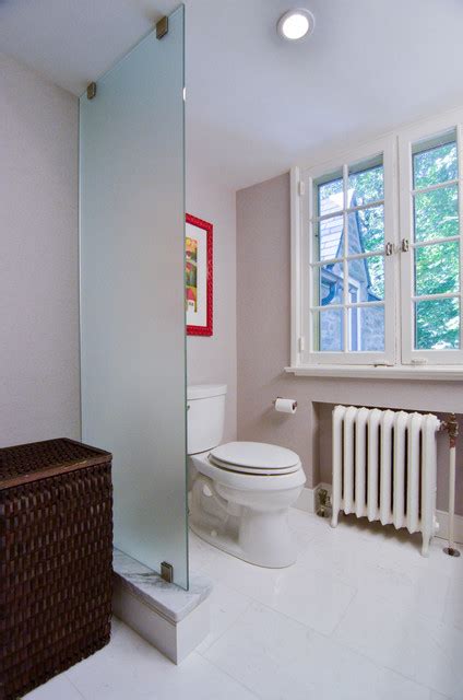 Frosted Glass Toilet Room Partition Transitional Bathroom