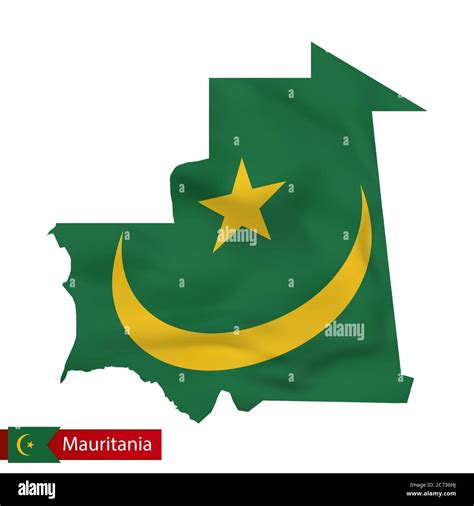 Mauritania Map With Waving Flag Of Country Vector Illustration Stock