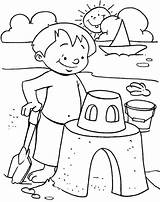 Coloring Sand Fun Pages Kids Summer sketch template