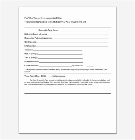 event venue contract template lovely event contract template  samples