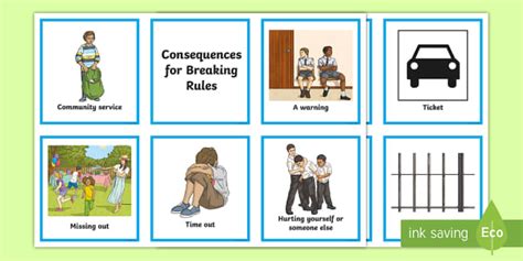 Consequence For Breaking Laws And Rules Sorting Cards