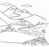 Berg Gebirge Ausmalbild Fiume Montagna Berge Malvorlage Delta Lapbook Fauna Sul sketch template