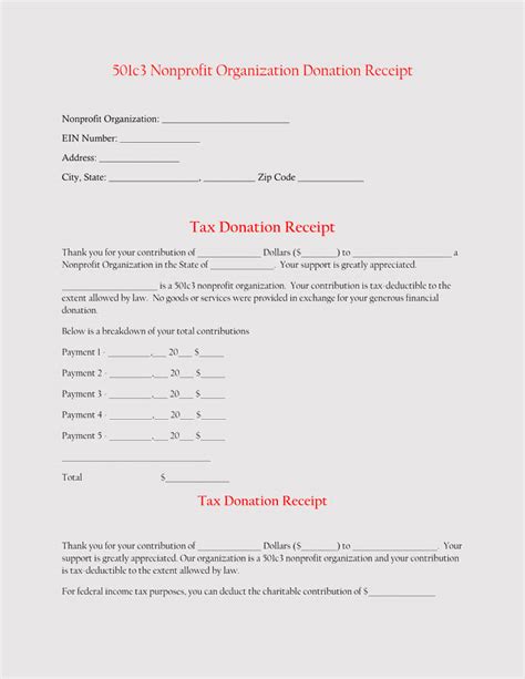 printable  donation receipt template printable world holiday