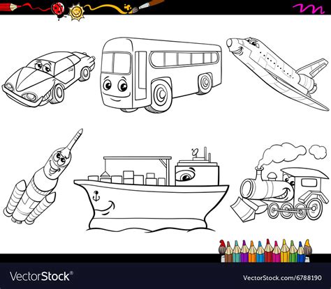 transport vehicles coloring page royalty  vector image