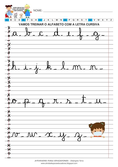 atividade caligrafia letra cursiva alfabeto atividades  professores