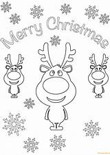 Christmas Merry Coloring Card Pages Cards Cartoon Reindeer Holidays Color Reindeers Printable Kids Print sketch template