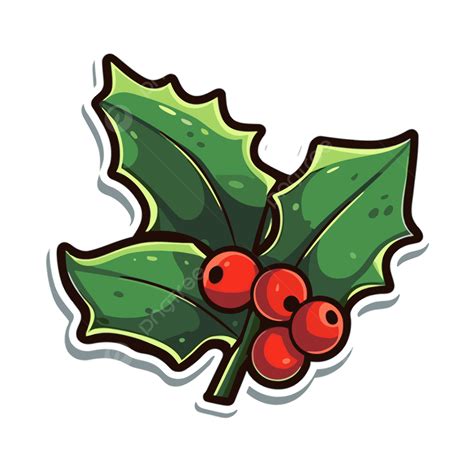 animated christmas holly leaf  berries  stickershop vector