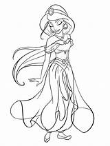 Coloring Pages Disney Jasmine Princess Walt Characters Aladdin Drawing Drawings sketch template