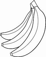Bananas Bunch Clip Lineart Colorable Three Sweetclipart sketch template