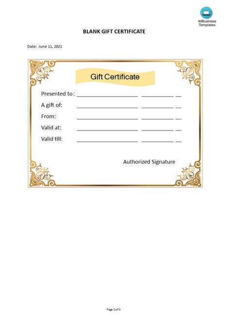 blank gift certificate templates  allbusinesstemplatescom