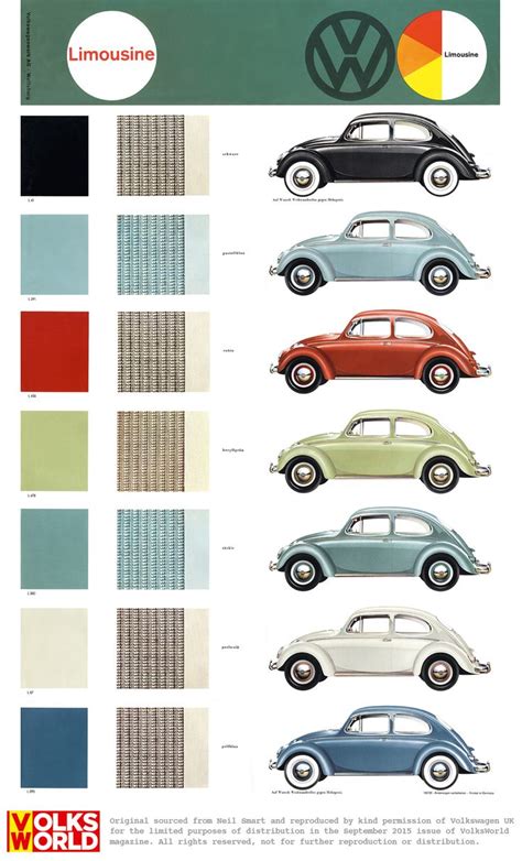 Vw Beetle Colour Charts Volksworld Volkswagen Beetle Vintage