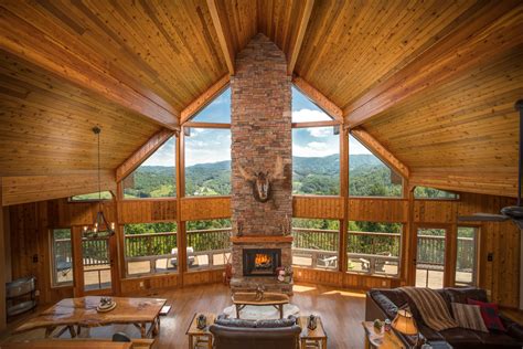 amazing  view  rustic furniture  decor  breathtaking log cabin interior