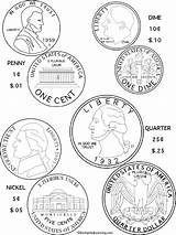 Coins Coloring Money Pages Coin Print Printable American Sheets Clipart Activities Kids Learning Color Teaching Drawing States Printout Enchanted Cliparts sketch template