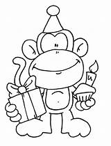 Coloring Birthday Monkey Happy Stamps Freebie Digital Digi Those Pages Twist Animals Bnw Colored Normal Quick Pdf Version Card So sketch template