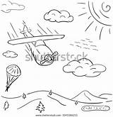 Propeller Skydiver Airplane sketch template