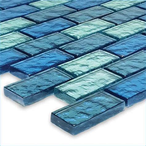 iridescent clear glass pool tile aqua blend      pool tile