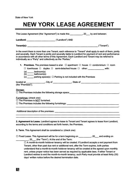 york residential leaserental agreement create
