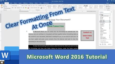 clear formatting  entire text  documents microsoft word