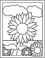 Coloring Sunflower Kids Pages Sunflowers Sheets Background Clouds Pdf Printables Colorwithfuzzy sketch template
