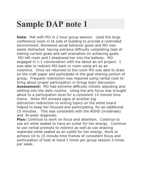 dap notes examples templates templatelab