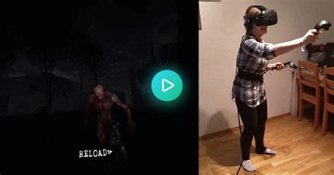 girl gets spooked on vr game on imgur