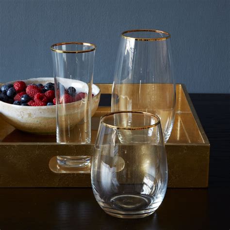 Metallic Rimmed Glassware Gold West Elm United Kingdom