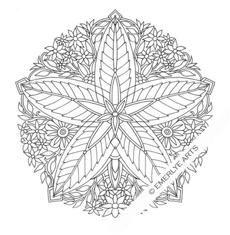 leaf mandala coloring page  adult coloring pages pinterest