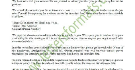 interview call letter  candidate  hr department sample
