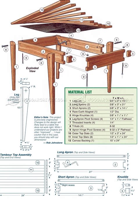folding table plans woodarchivist