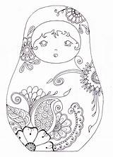 Coloring Pages Doll Matryoshka Russian Drawing Dolls Nesting Embroidery Printable Coloriage Para Paisley Sheets Colouring Eyes Matriochka Color Colorear Sketch sketch template