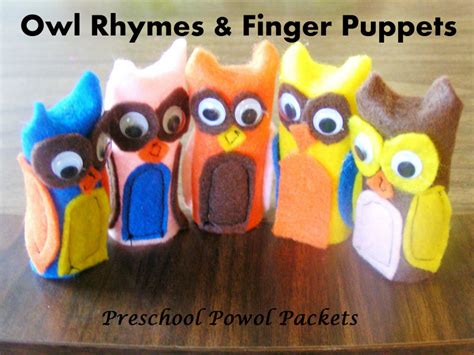 owl finger puppets  counting rhyme  kids preschool powol packets