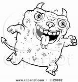 Devil Ugly Coloring Outlined Jumping Clipart Cartoon Cory Thoman Vector 2021 sketch template