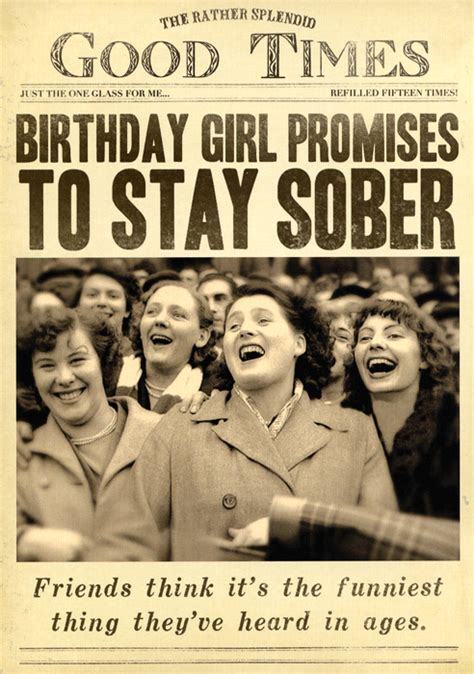 Humorous Card Birthday Girl Promises To Say Sober