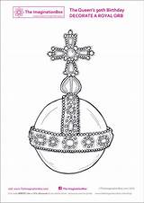 Coloring Pages Birthday Orb Royal 90th Queen Template Crown Decorate Celebrate sketch template