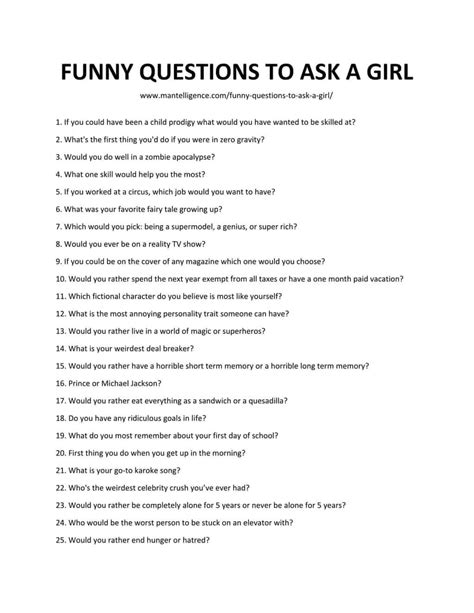 funny questions to ask a girl to make her laugh