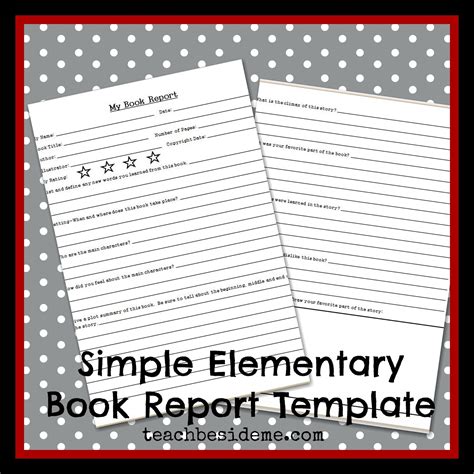 elementary level book report template teach