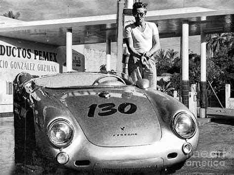 james dean filling his spyder with gas black and white mixed media by doc braham