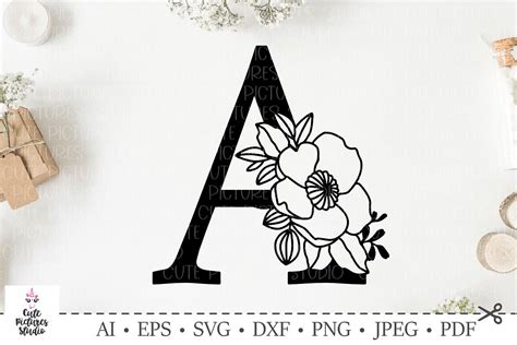 botanical alphabet svg floral letter svg bundle svg dxf