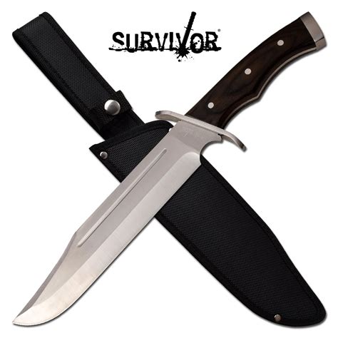 survivor  blade brown wood handle full tang bowie knife