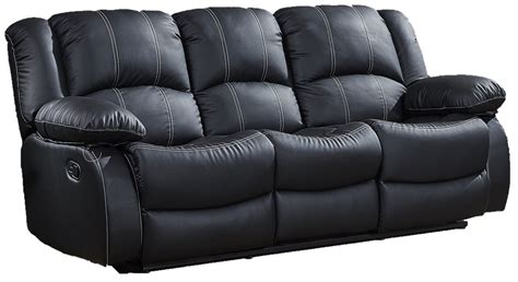 bromham black faux leather dual reclining sofa  center storage console