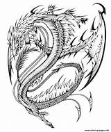 Coloring Pages Difficult Dragons Adults Printable Print sketch template