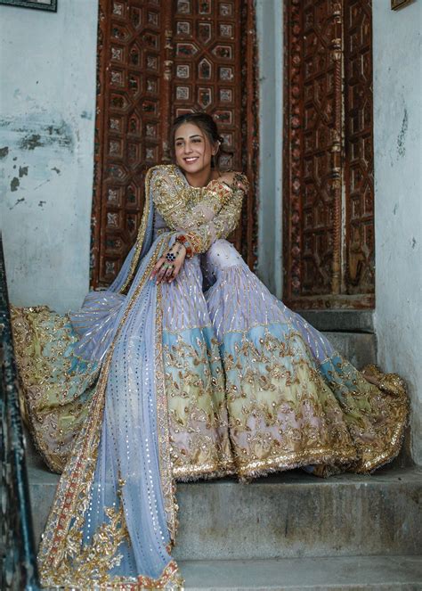 Beautiful Indian Gharara Dress For Wedding Wear In Blue Color B3384
