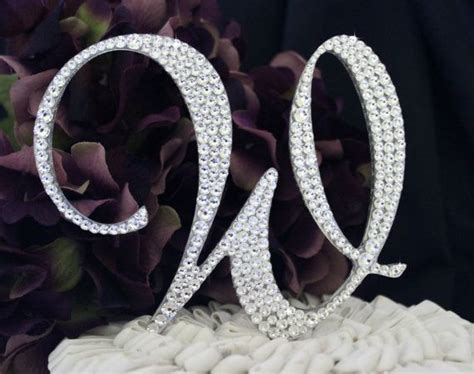 monogram wedding cake topper decorated with swarovski crystals in any letter a b c d e f g h i j