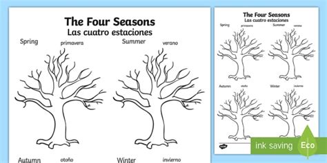 seasons tree worksheet worksheet englishspanish
