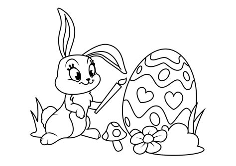dibujo  colorear conejito de pascua  huevos de pascua dibujos
